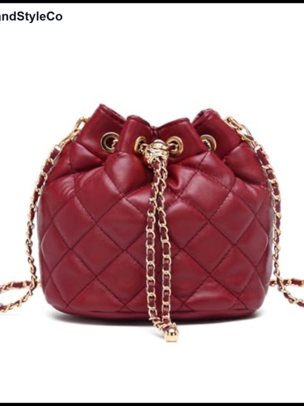 Quilted Leather Bucket Bag Chain Shoulder Crossbody